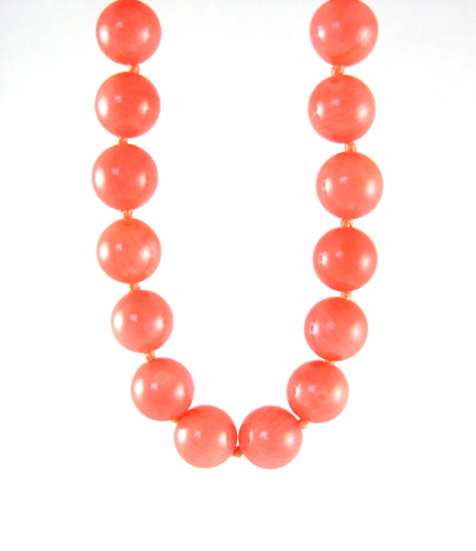 Appraisal: FAUX CORAL AND FOURTEEN KARAT GOLD NECKLACE measuring inches in