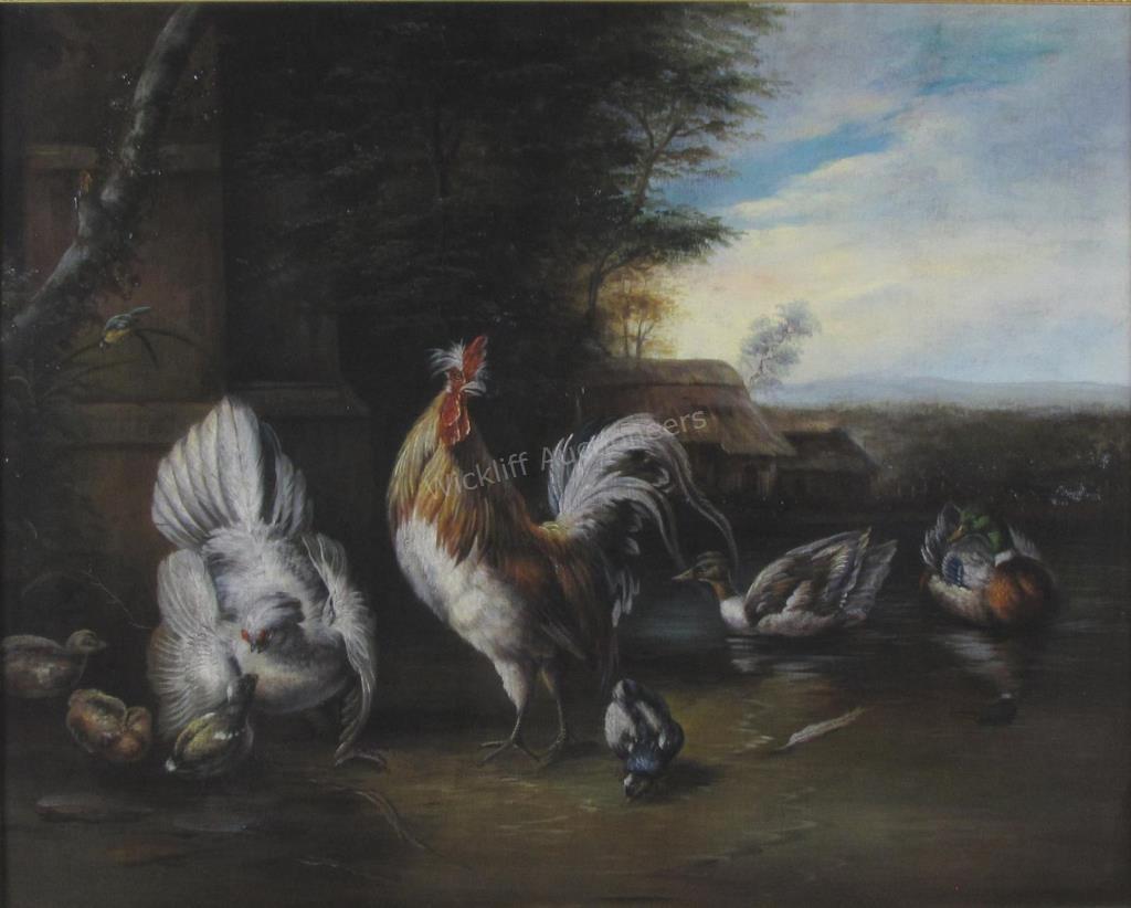 Appraisal: A framed decorator painting x as framed depicting a rooster