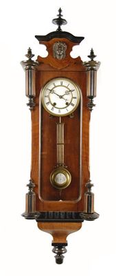 Appraisal: A late th century walnut and ebonised 'Vienna regulator' wall