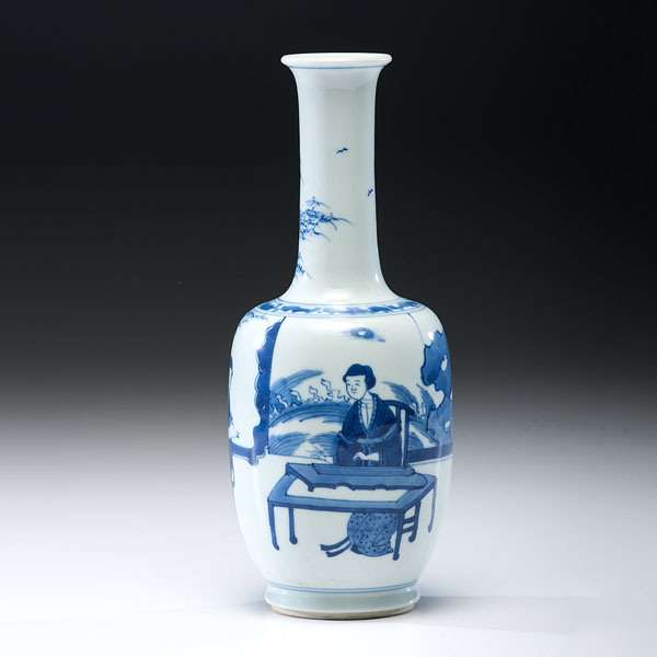 Appraisal: Chinese th century A porcelain long neck baluster vase with