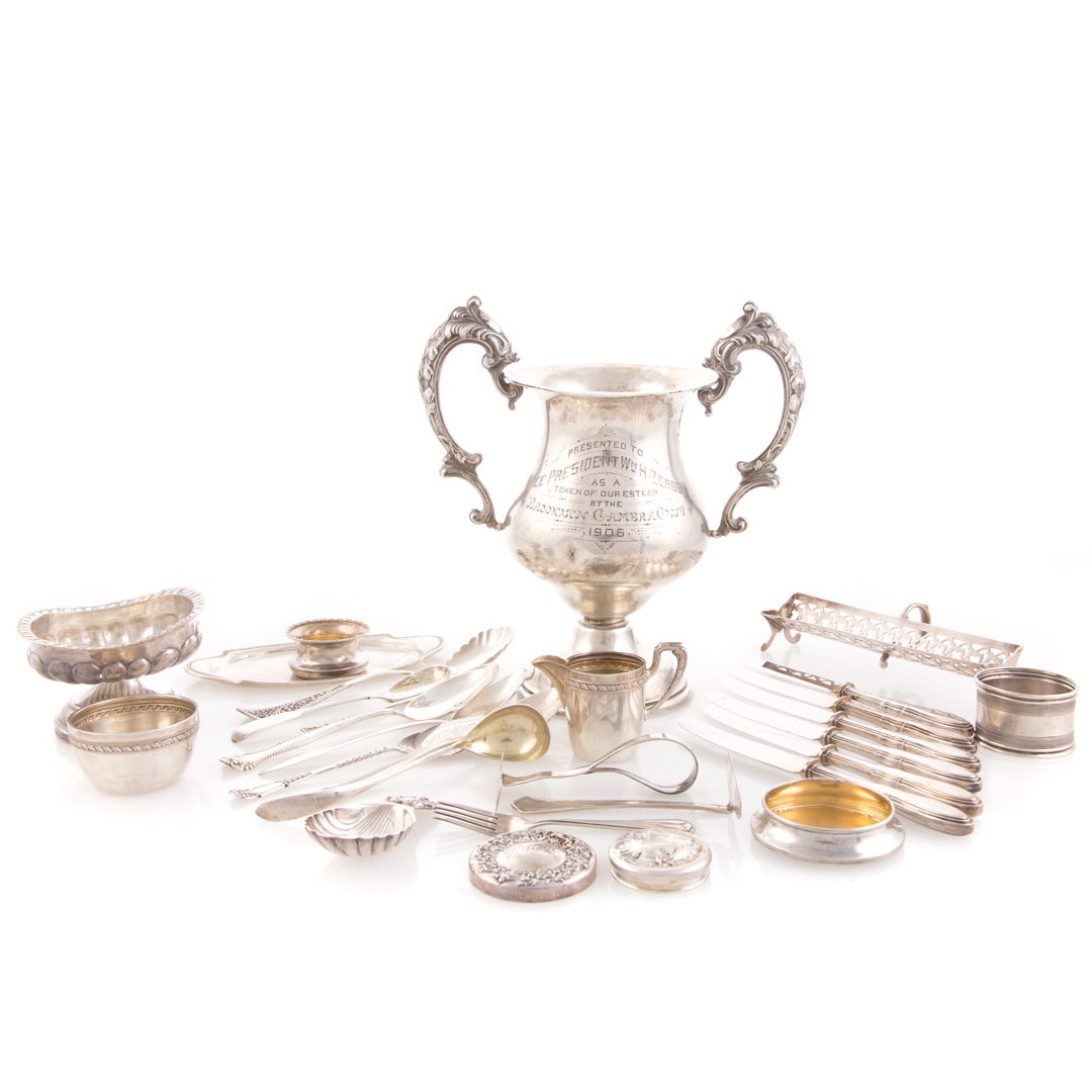 Appraisal: American Continental silver table articles comprising German silver miniature creamer