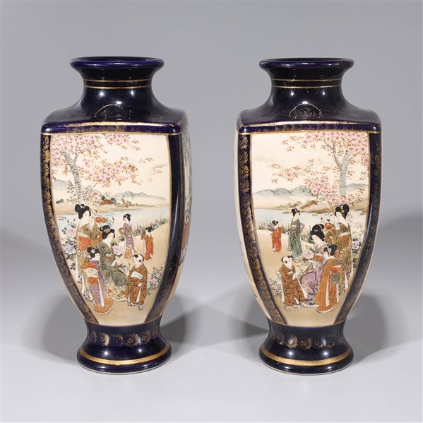 Appraisal: Pair of antique Japanese probably Meiji period Satsuma vases with