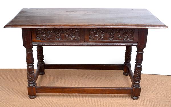 Appraisal: AN TH CENTURY ITALIAN WALNUT SIDE TABLE rectangular with two