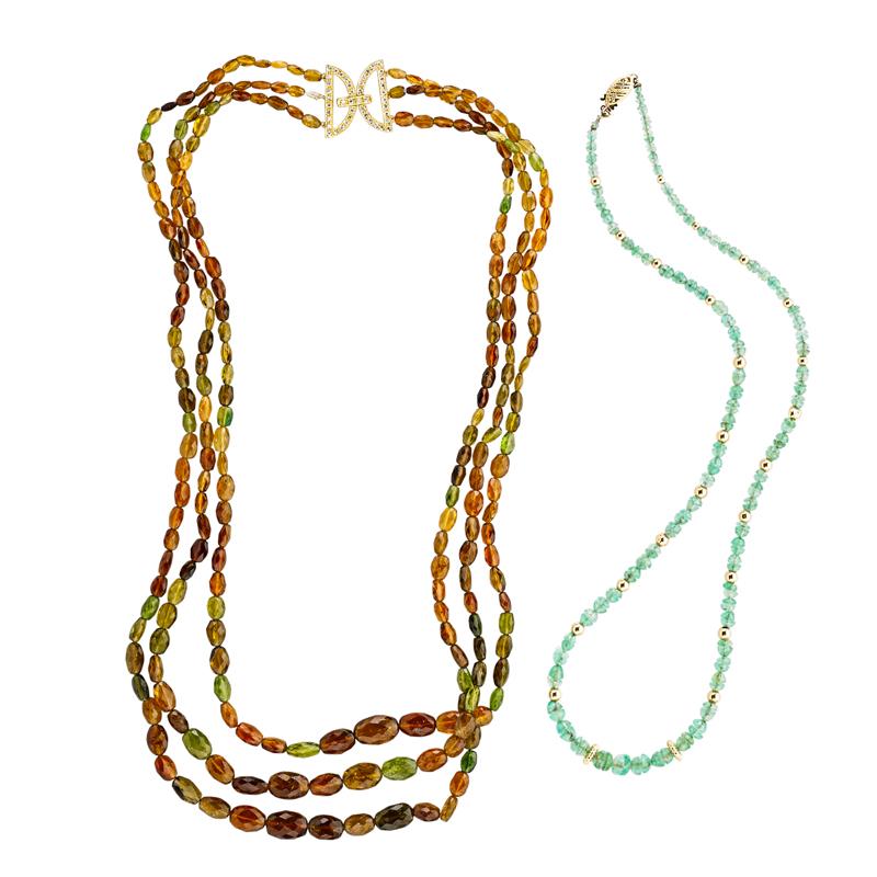 Appraisal: TWO GEMSTONE BEAD NECKLACES Condition Report