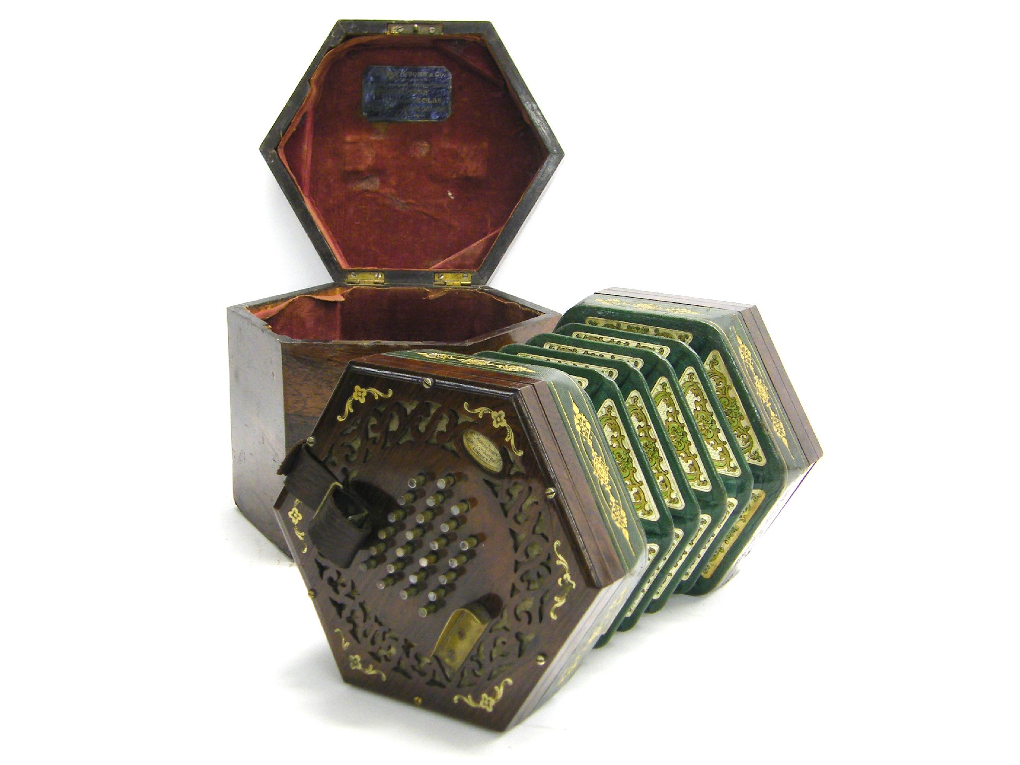 Appraisal: C Wheatstone English concertina circa labelled C Wheatstone Co Inventors