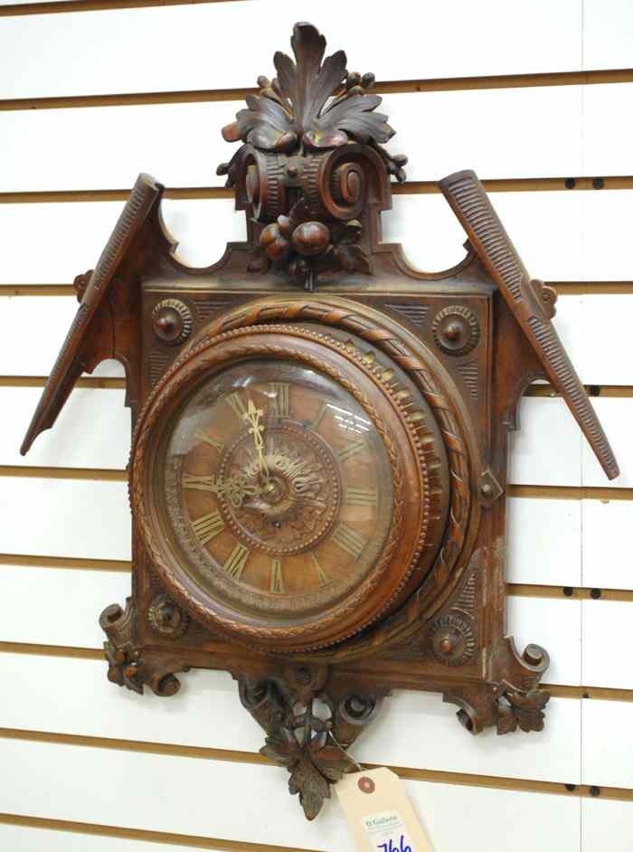 Appraisal: FRENCH CARTEL WALL CLOCK mid- th century the highly carved