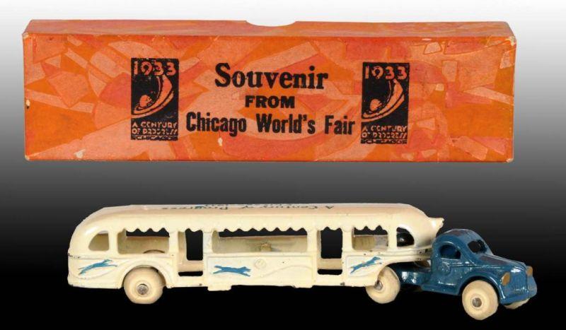 Appraisal: Cast Iron World's Fair Greyhound Bus Toy in OB Description