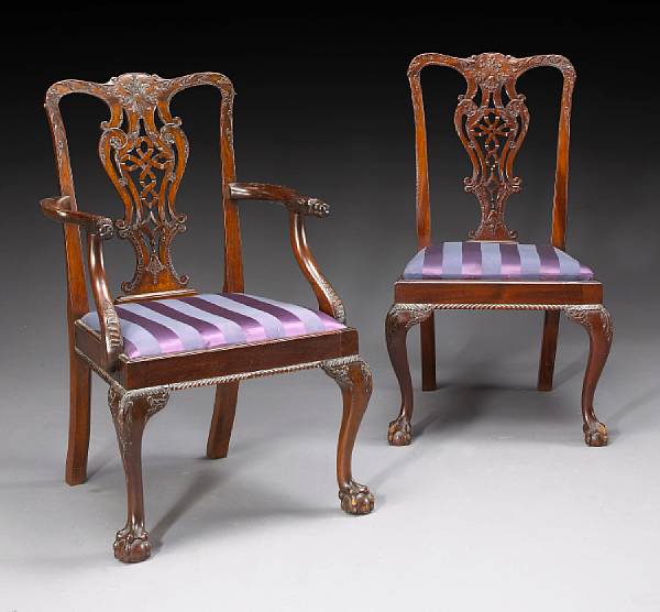 Appraisal: A set of eight George III style mahogany dining chairs