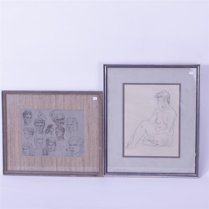 Appraisal: Robert Lohman American - Lot of framed drawings Pen on