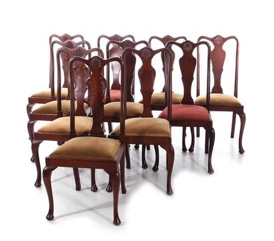 Appraisal: Queen Anne style mahogany dining chairs six and four well-matched