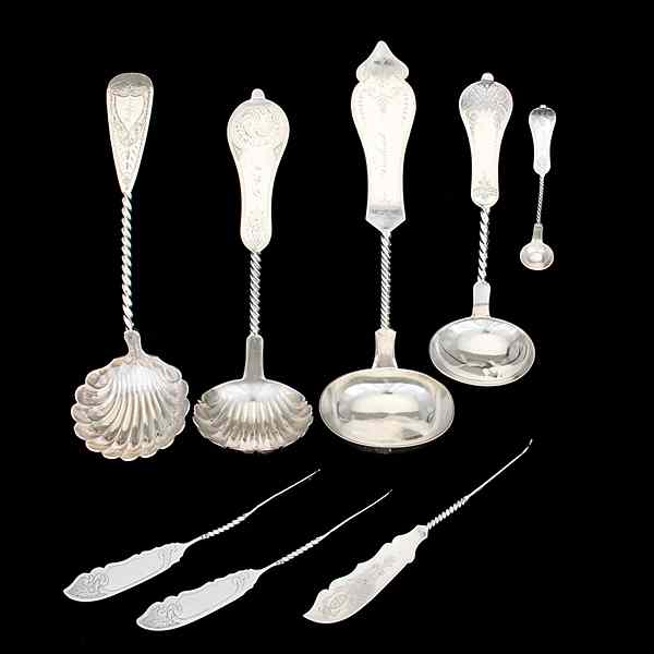 Appraisal: Twist Sterling Flatware American an eight piece assembled group of