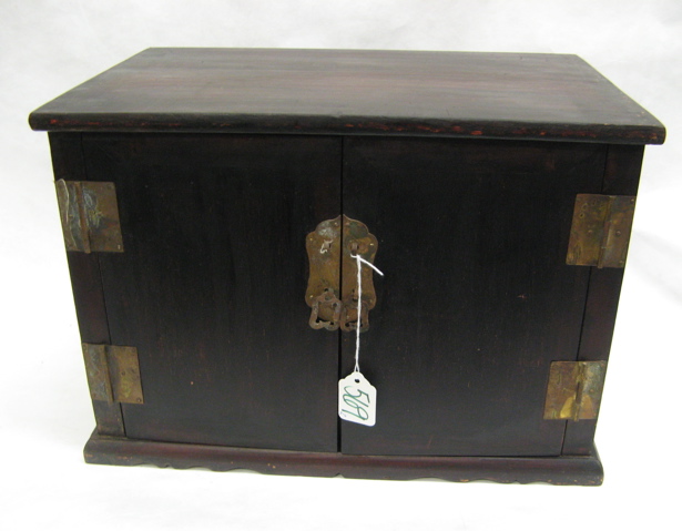 Appraisal: TWO CHINESE WOOD STORAGE CABINETS one with double doors which