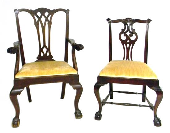 Appraisal: Two th C Chippendale style chairs the first an earlier