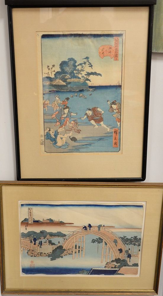 Appraisal: Group of Four Japanese Woodblocks or Woodcuts to include Kunisada