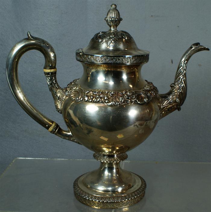 Appraisal: American coin silver teapot R W Wilson - Philadelphia PA