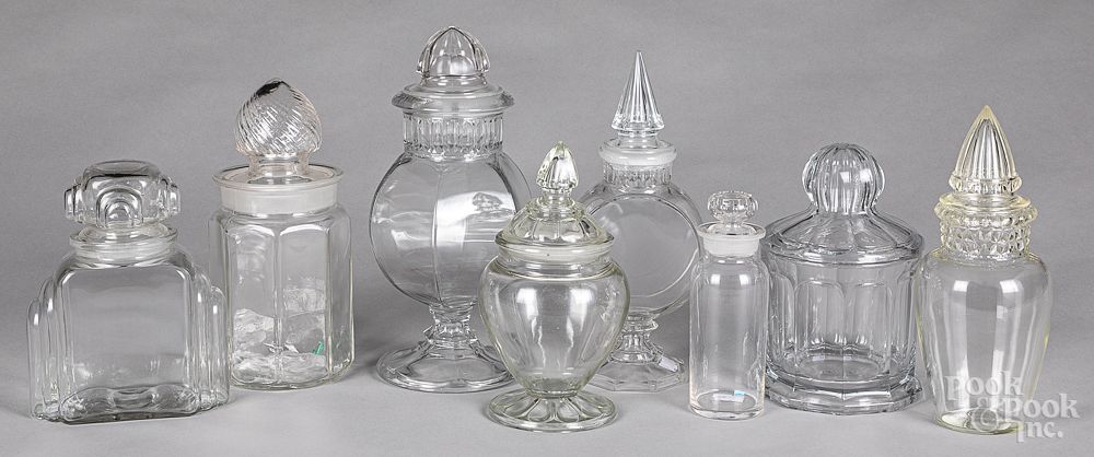 Appraisal: Eight colorless glass candy or apothecary bottles Eight colorless glass