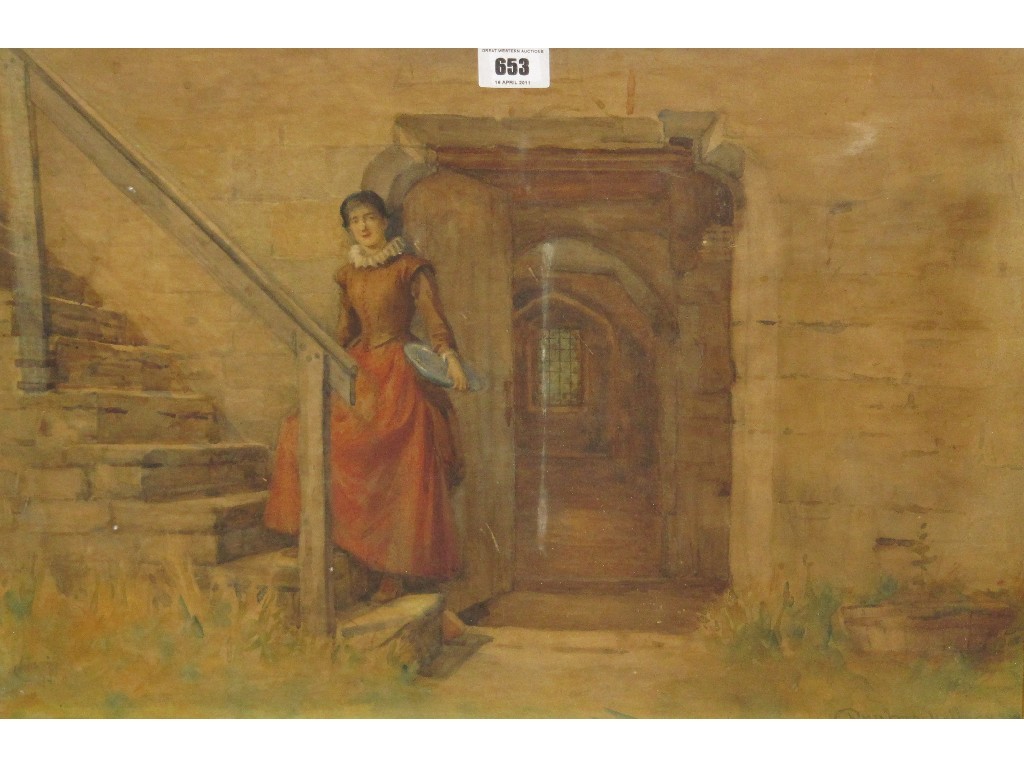 Appraisal: DUNCAN McKELLAR RSW Watercolour of a girl by a doorway