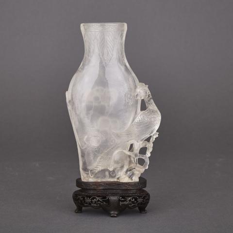 Appraisal: Chinese Rock Crystal Vase early th century pierce carved with