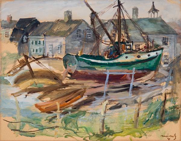 Appraisal: Man -Katz Ukrainian French - Fishing Boats signed and dated