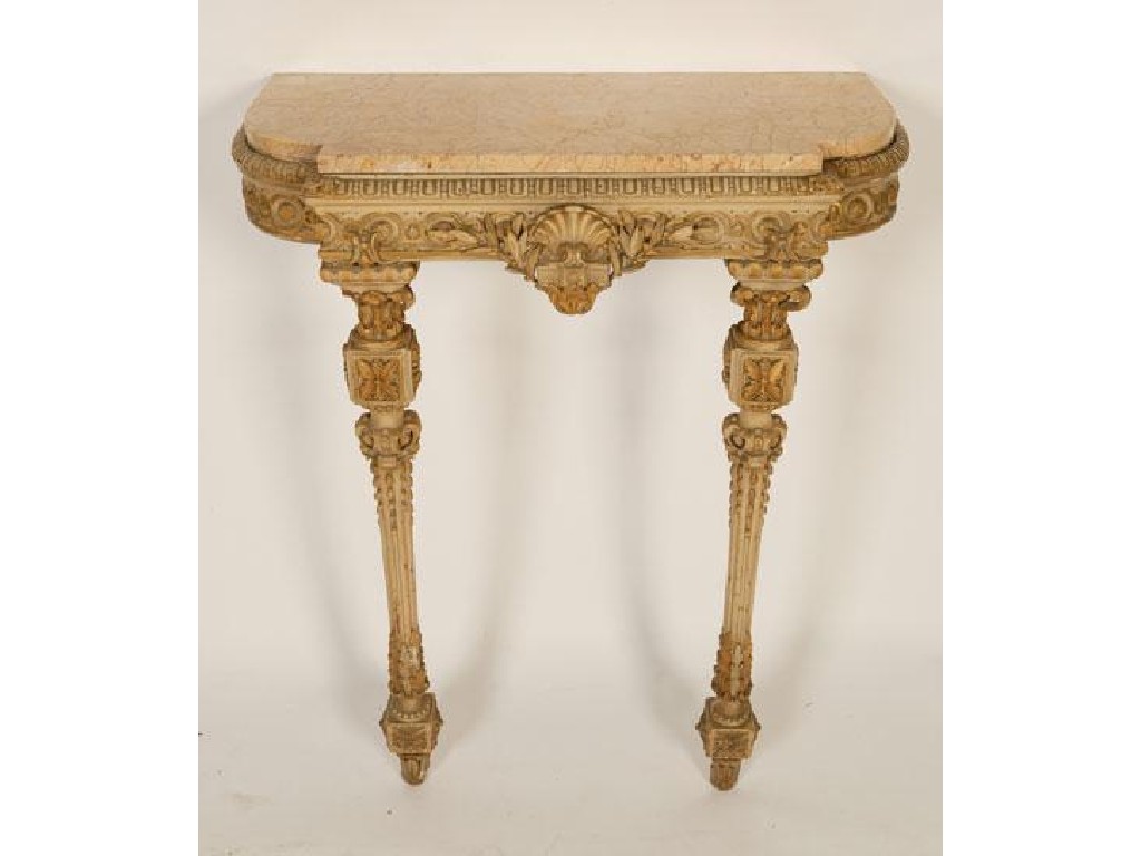 Appraisal: A CONTINENTAL PAINTED CONSOLE TABLE OF LOUIS XVI DESIGN with