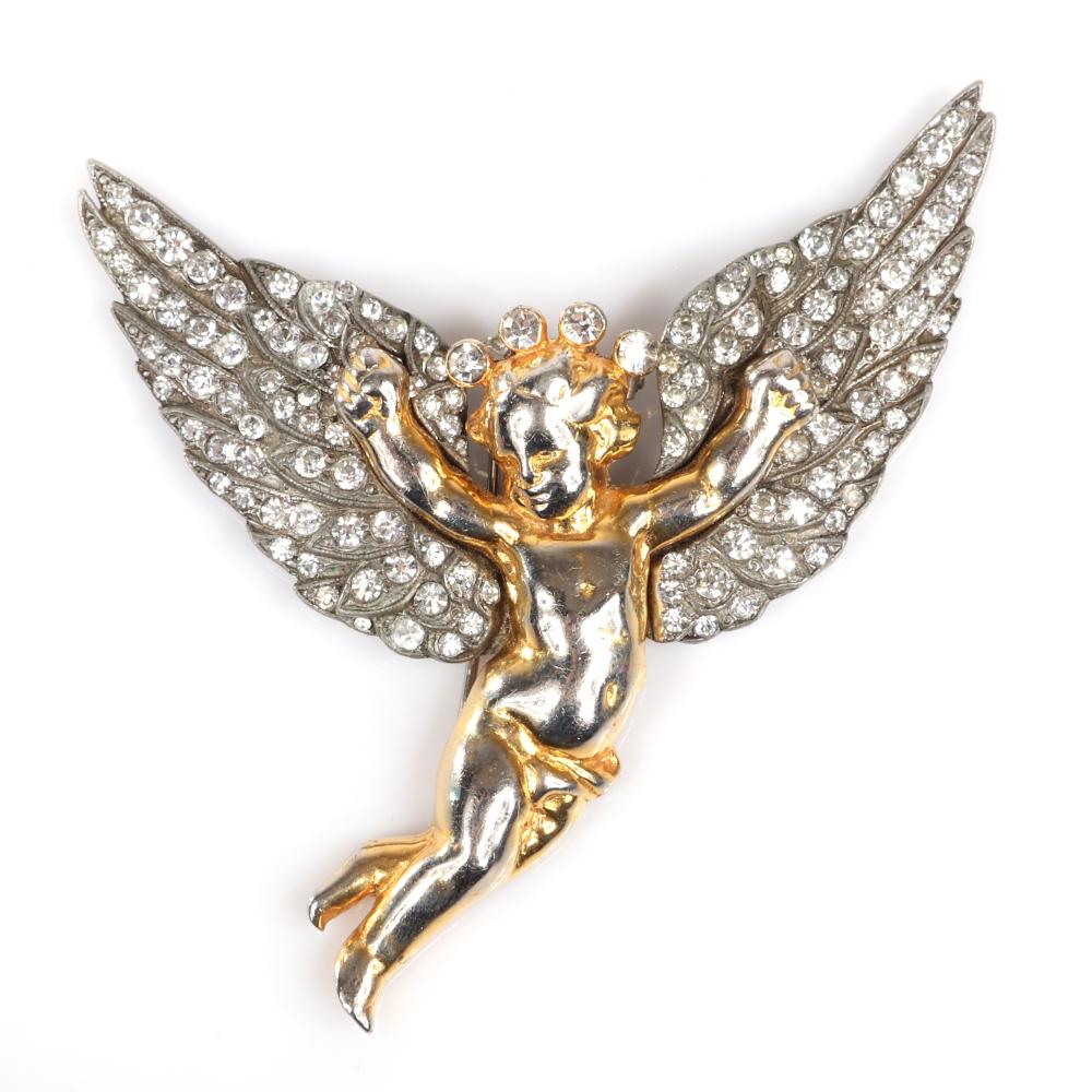 Appraisal: EISENBERG ORIGINAL TWO-TONE ANGEL CHERUB FIGURAL FUR CLIP WITH GOLD