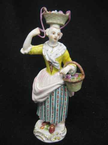 Appraisal: Meissen Porcelain Figurine of Flower Sellerlady baskets of flowers crossed