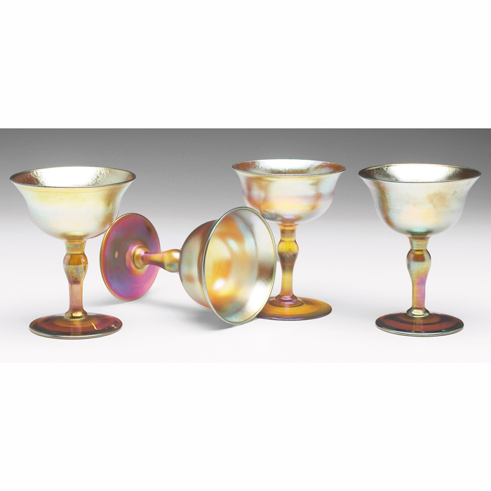 Appraisal: L C Tiffany glasses set of four classic shape in