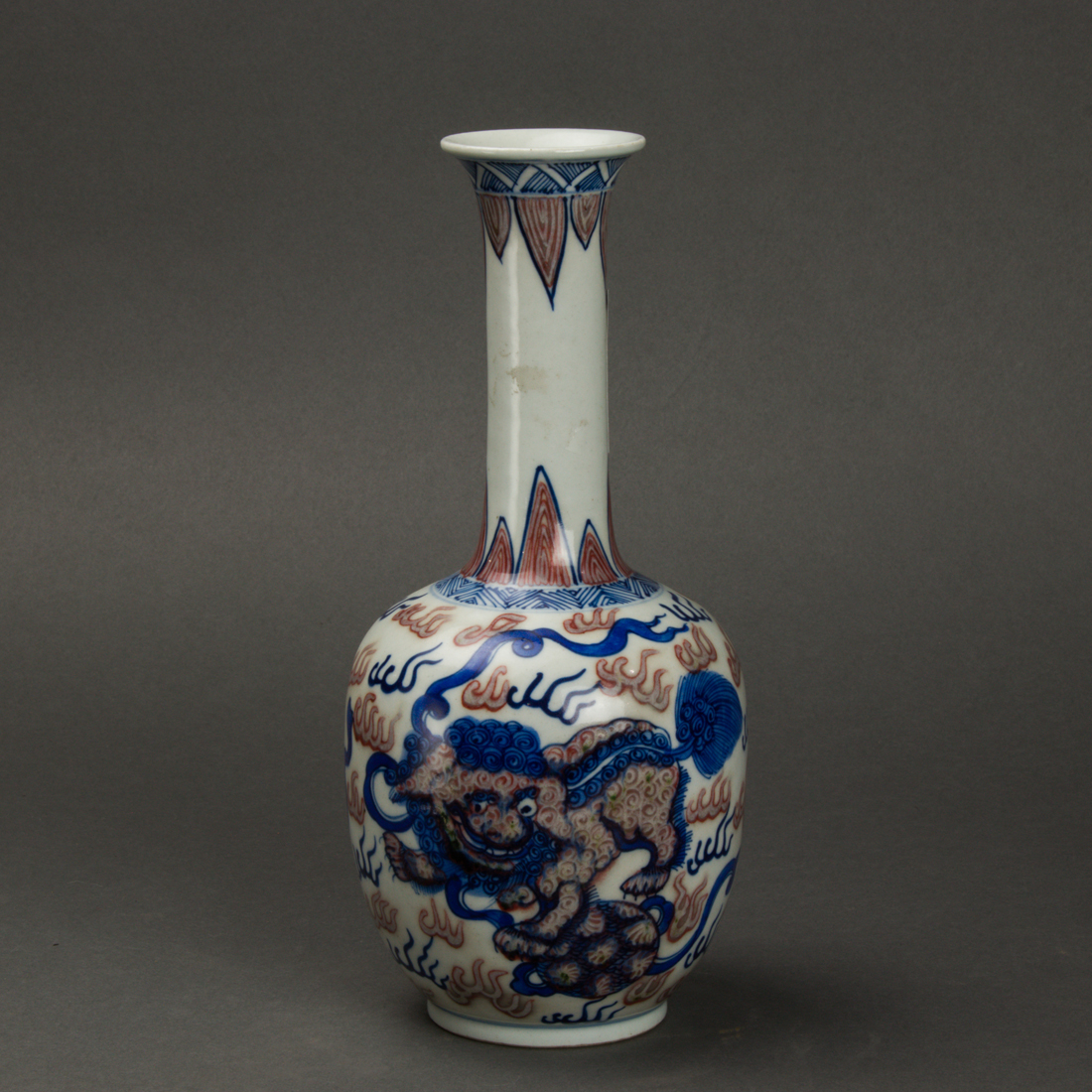 Appraisal: CHINESE BLUE AND WHITE COPPER-RED VASE Chinese blue and white