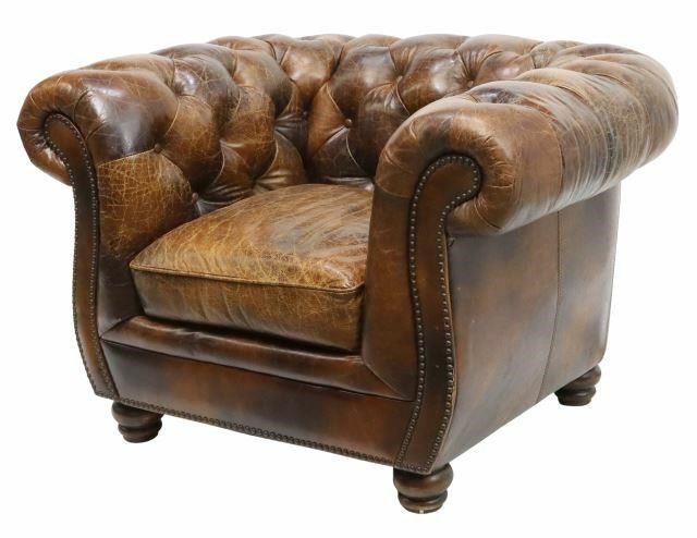 Appraisal: Chesterfield style leather club chair Lazzaro from the Louis Collection