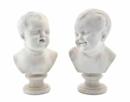 Appraisal: Two Italian Marble Busts depicting a laughing and a crying