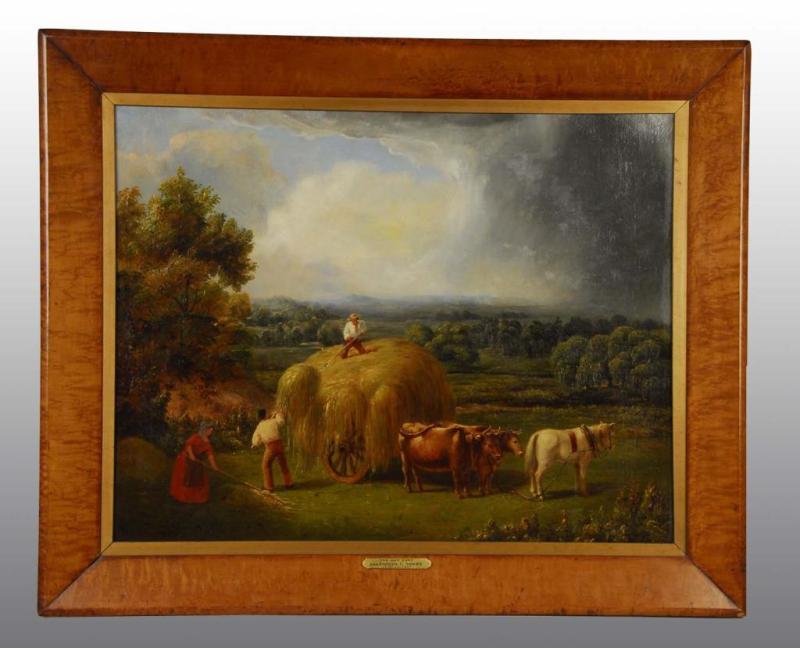 Appraisal: The Hay Cart Oil on Canvas Painting by Gerry Description