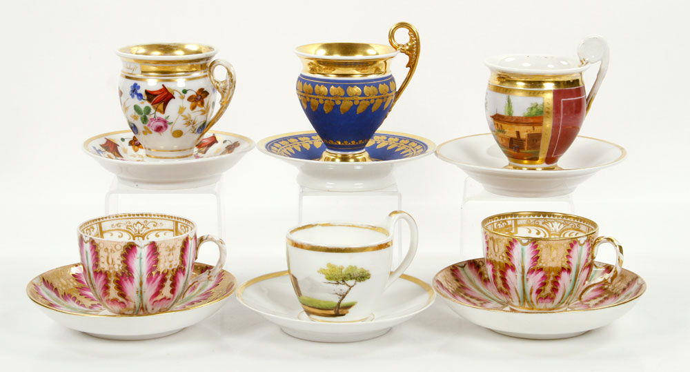 Appraisal: - th C Paris Porcelain and English Cups and Saucers