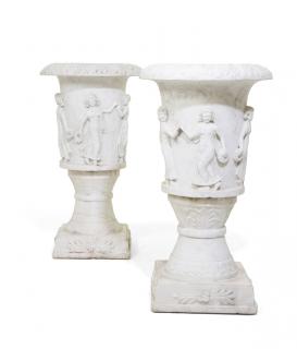 Appraisal: A PAIR OF CONTINENTAL CARVED MARBLE JARDINIERES A PAIR OF