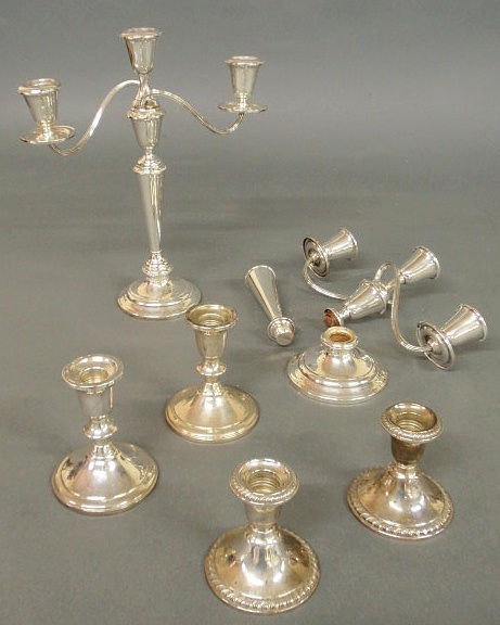 Appraisal: Group of weighted sterling silver candlesticks