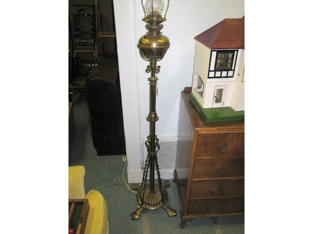 Appraisal: Telescopic brass paraffin floor lamp