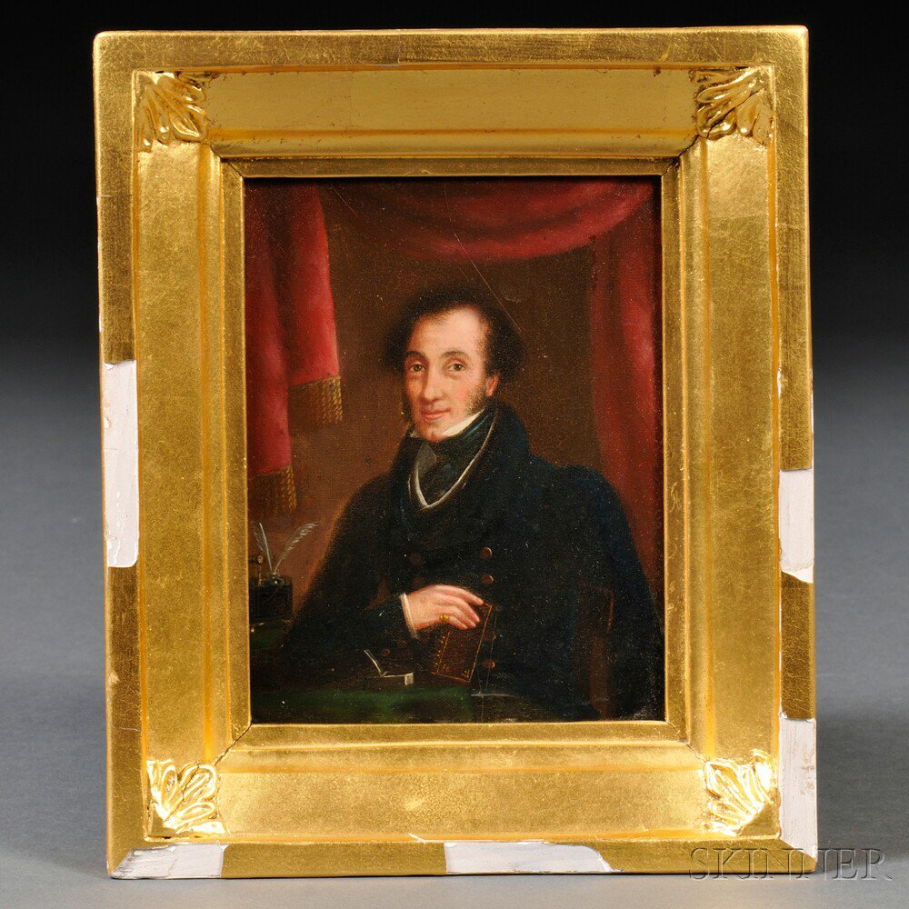 Appraisal: Anglo American School th Century Small Portrait of a Gentleman