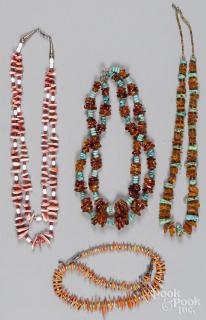 Appraisal: Two Southwestern Native American amber and turquoise nugget necklaces l