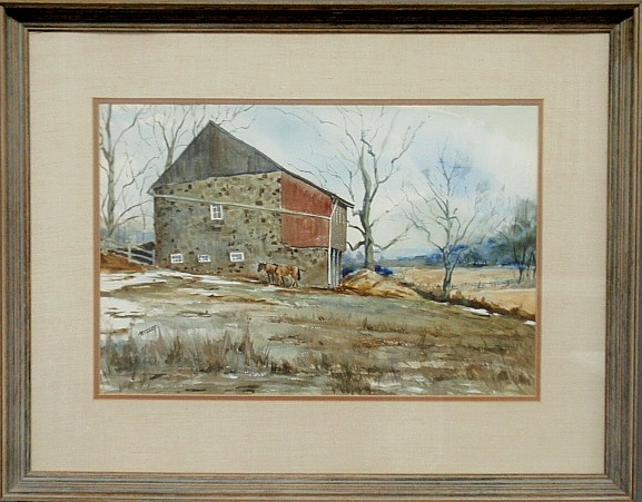 Appraisal: - Framed and matted watercolor painting of a winter scene