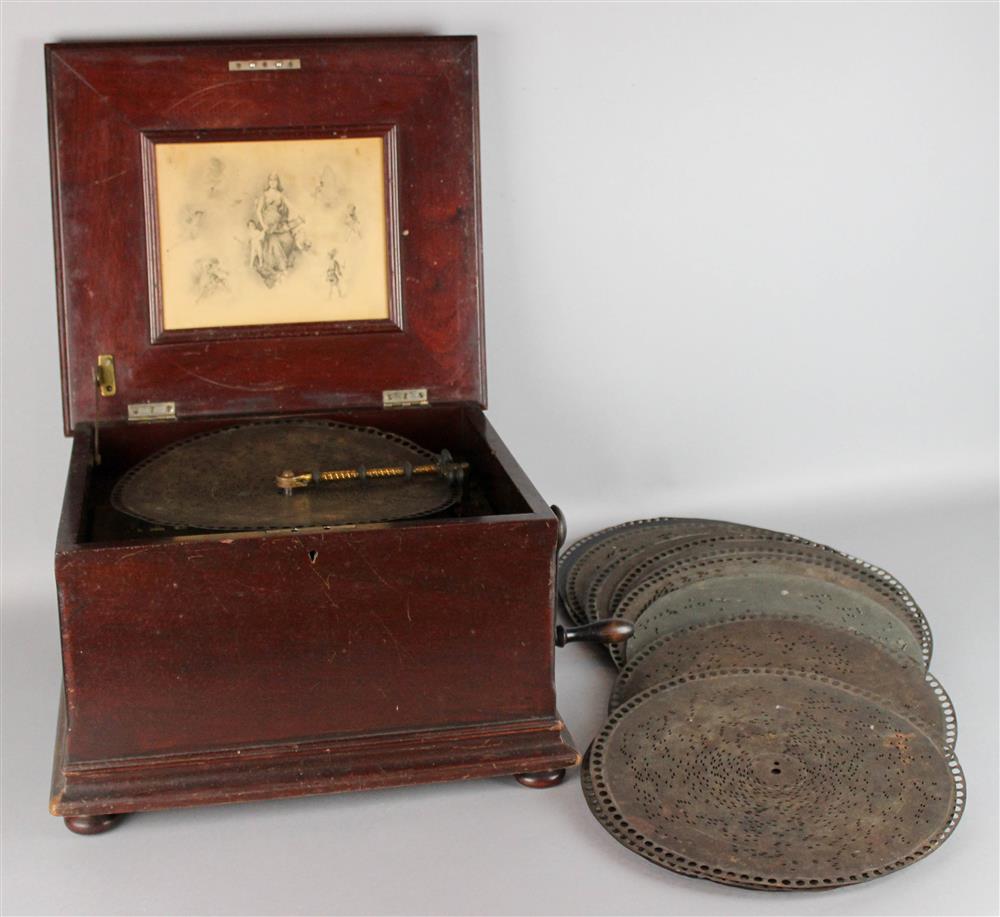 Appraisal: REGINA MAHOGANY DISC MUSIC BOX No on paper lable the