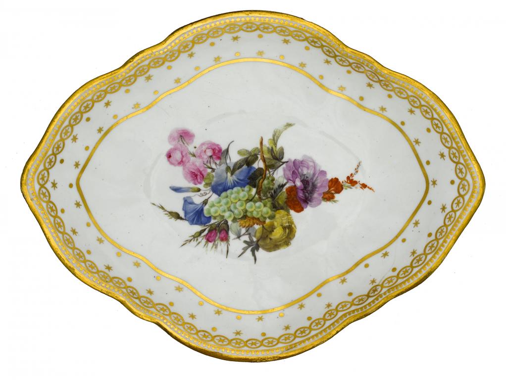 Appraisal: A FINE AND RARE DERBY LOZENGE SHAPED DESSERT DISH painted