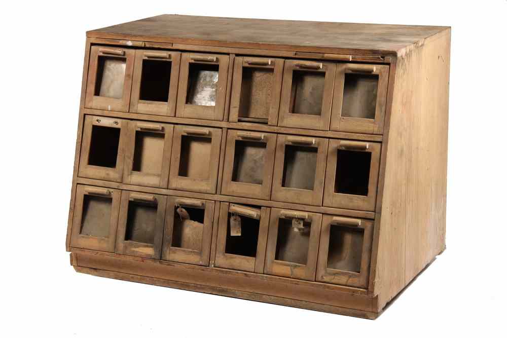 Appraisal: GRAIN STORE CABINET - s Eighteen Drawer Seed Sales Cabinet