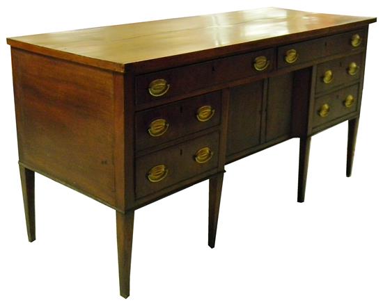 Appraisal: Hepplewhite sideboard c mahogany tandem long drawers over deep drawer