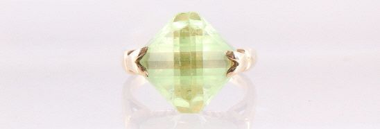 Appraisal: k Yellow Gold Triangular Green Quartz Ring Included in this