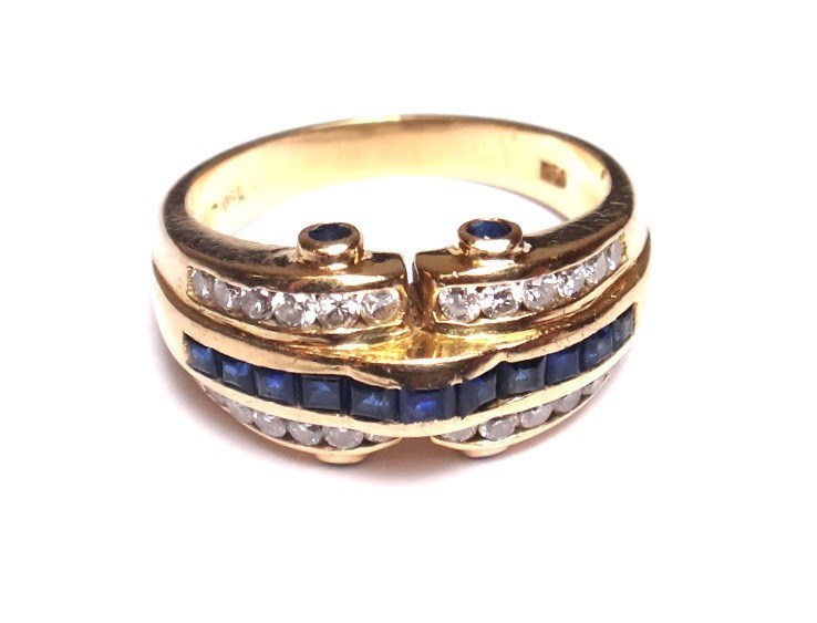 Appraisal: A gold sapphire and diamond set ring mounted with a