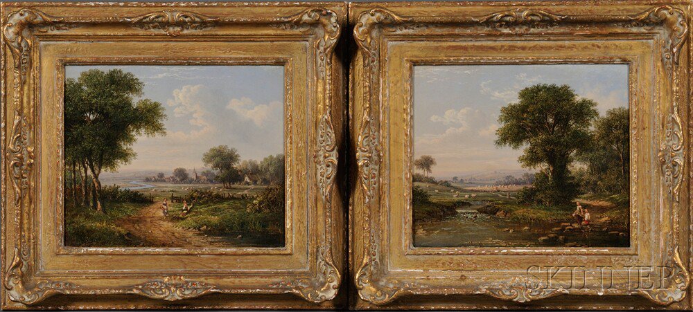 Appraisal: Attributed to George Augustus Williams British - Two Country Landscapes