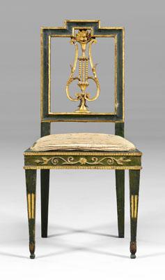 Appraisal: French directoire carved side chair lyre back vine and leaf