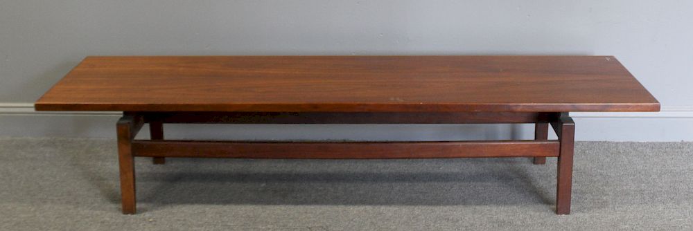 Appraisal: MIDCENTURY Jens Risom Signed Teak Bench From a New Jersey