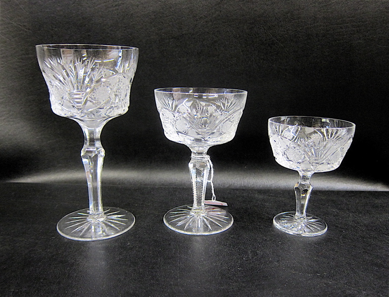 Appraisal: SET OF CUT CRYSTAL STEMWARE twenty-six pieces includes red wines