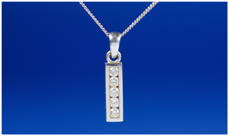 Appraisal: ct Gold Diamond Pendant And Chain Rectangular Pendant Set With