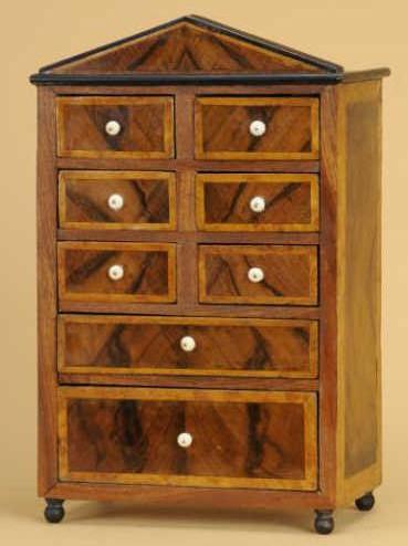 Appraisal: Doll Size Chest of Drawers Continental late th century mahogany